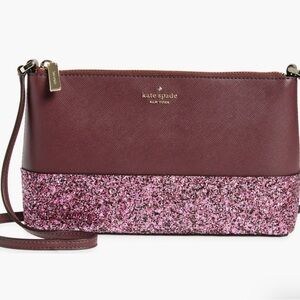 ♠️KATE SPADE-  Maroon and Pink Glitter Crossbody Bag